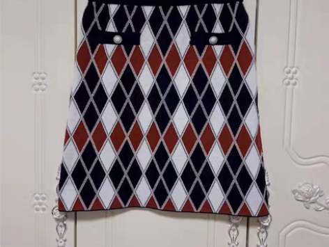 包邮全新小香风松紧腰气质格子半身裙春秋冬百...