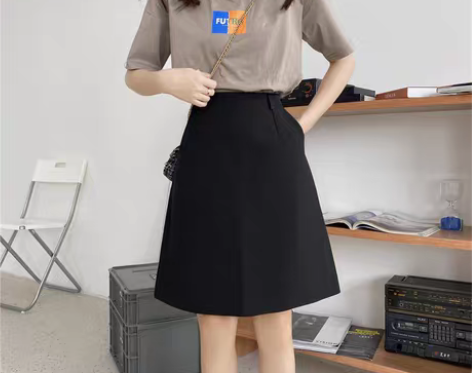 转卖大码半身裙夏A字裙短裙黑色高腰西装中裙...