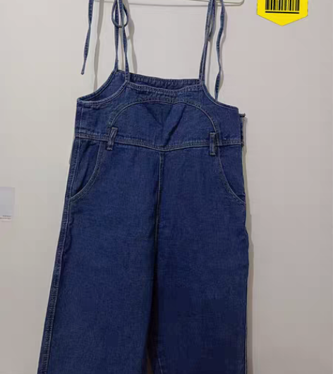 包邮深蓝色背带牛仔裤 全新带吊牌Xl码 腰...