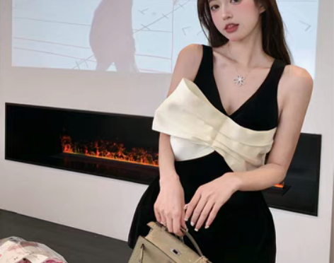 转卖法式复古轻熟气质蝴蝶结吊带连体裤女装夏...