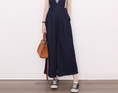 转卖2021秋冬背带裤宽松牛仔裤女九分高腰...