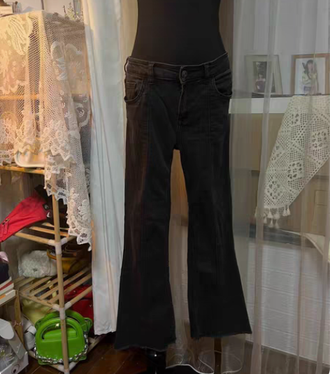 zara 黑色喇叭牛仔裤  大码牛仔裤 感...
