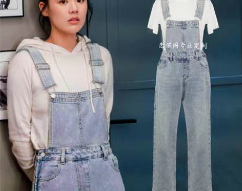 转卖米卡同款背带牛仔裤L码 九新L轻微穿着...