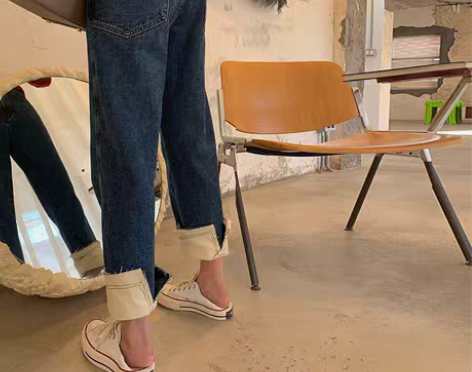 转卖大码女装胖妹妹mm开叉卷边牛仔裤女秋季...