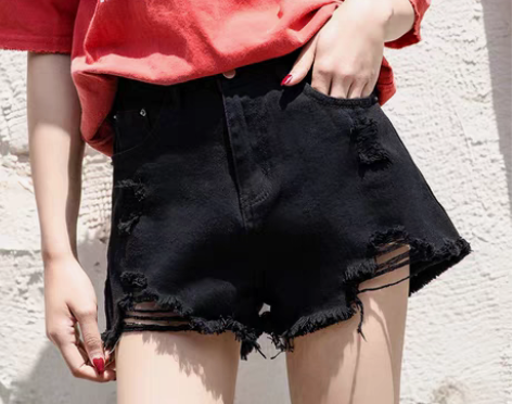 转卖牛仔短裤女夏2019新款韩版宽松破洞高...
