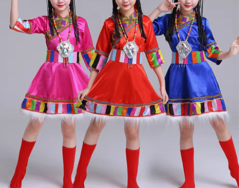 转卖新款少数民族儿童藏族演出服装舞蹈裙幼儿...
