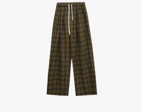 转卖HVIVI毛呢格子休闲裤女秋冬新款高腰...