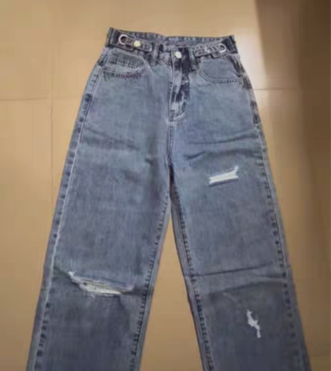包邮特价工厂孤品样板牛仔裤女阔腿直筒宽松 ...