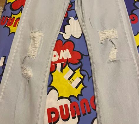 包邮优衣库破洞牛仔裤 150 85A 九成...