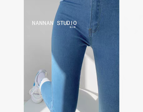 转卖自制舒适面料弹力提臀紧身牛仔裤高腰显瘦...