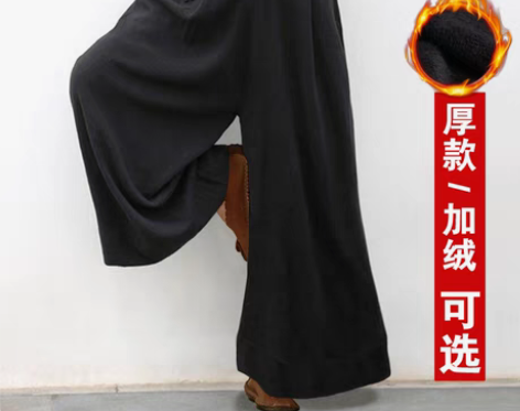 转卖佛笑缘冬季新女装百搭加厚加绒松紧裤棉麻...