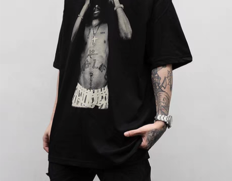 包邮欧美高街风说唱歌手2PAC印花T恤 I...