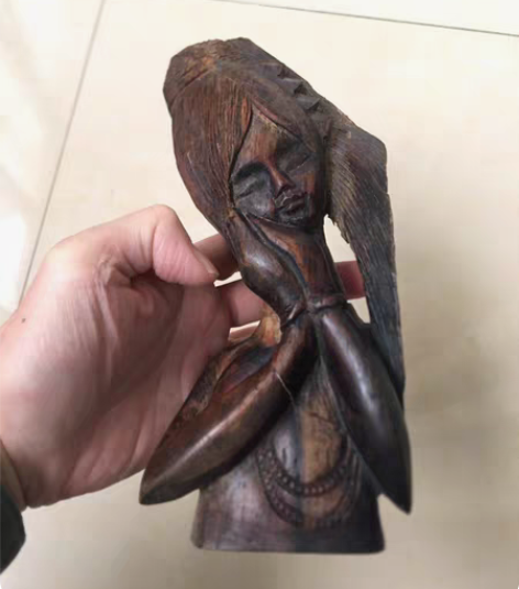 包邮工艺品木雕女孩(思念)，高21，宽10...