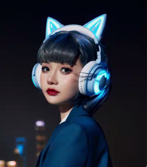 Razer雷蛇北海巨妖头戴式电竞游戏耳机粉...