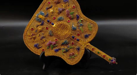 包邮珍藏铜鎏金掐丝寿字扇  纯手工掐丝工艺...