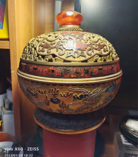 掐丝珐琅熏庐！盖子清代，底是出口创汇！揪是...