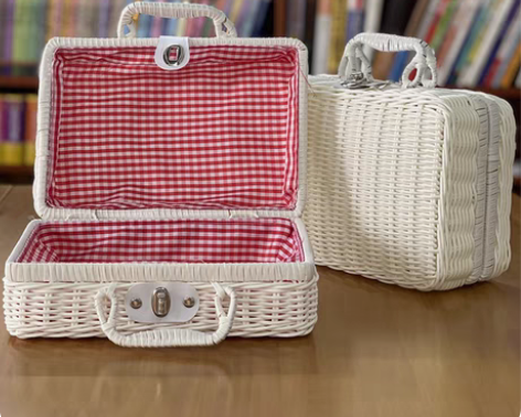 包邮现货 ins藤箱复古道具藤编手提箱伴手...