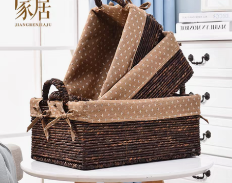 转卖美式乡村收纳筐藤编桌面零食杂志杂物手工...