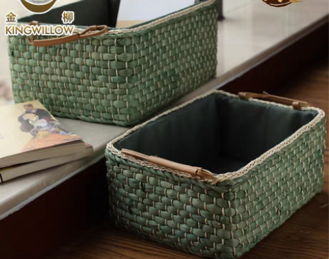 转卖收纳筐藤编储物篮金柳家居桌面收纳盒零食...