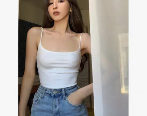 转卖克莱因蓝吊带背心女夏季辣妹抹胸U型美背...