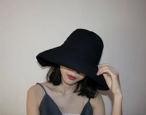 转卖黑色渔夫帽女遮阳帽子夏韩版潮百搭大沿太...