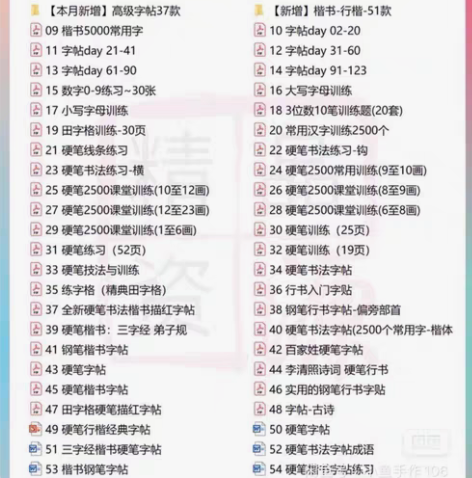 书法字帖便宜出，电子字帖，内容超级全，有幼...