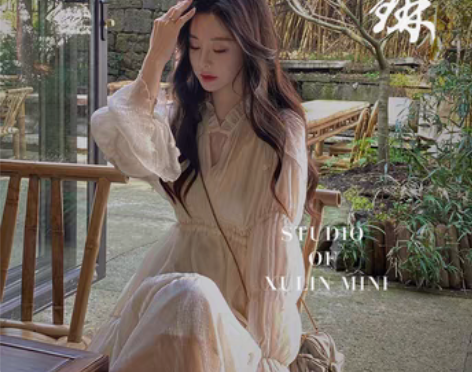 转卖徐琳miniv领雪纺甜美连衣裙夏季20...