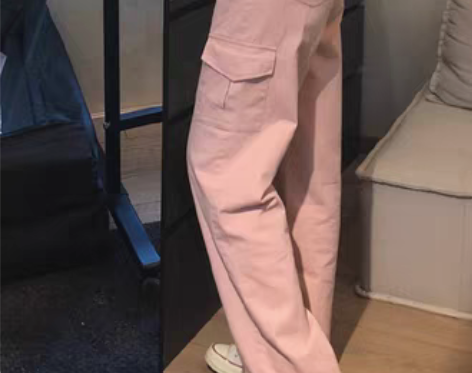 转卖王少女的店铺 粉色工装裤 阔腿休闲显瘦...