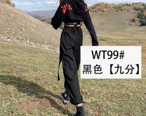 转卖超火工装裤女春秋季帅气高腰显瘦宽松直筒...