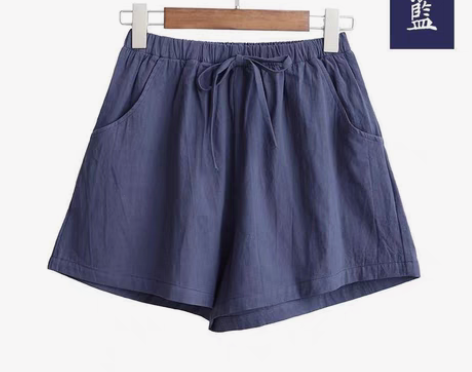 包邮棉麻休闲短裤女大码阔腿裤居家沙滩热裤夏...
