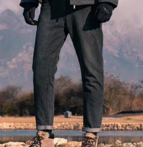 英爵伦春季弹力牛仔裤男修身黑色长裤直筒美式...