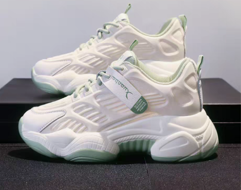 1网面透气老爹鞋女夏季2022新款红百搭厚...