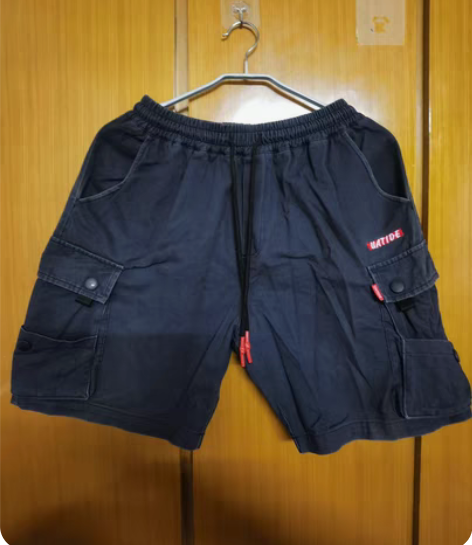 男工装机能大口袋织带短裤，五分裤，全棉，深...