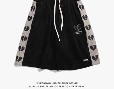 转卖悟空有货夏季潮牌个性刺绣拼色运动五分裤...