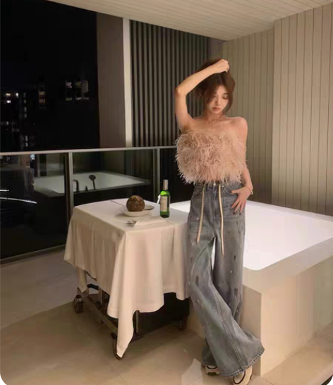 Wuuus【要的就是松垮感】泼墨抽绳复古牛...