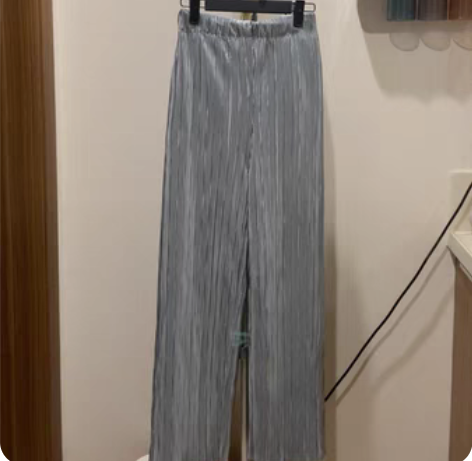 包邮褶皱垂感高腰阔腿裤，腰里面松紧折到了，...