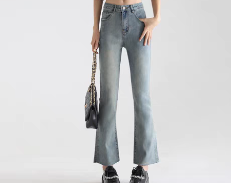 转卖MJB 复古烟管牛仔裤女新款小个子高腰...