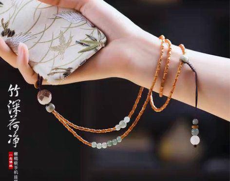 转卖竹深荷净 一念原创橄榄核竹节菩提手机挂...