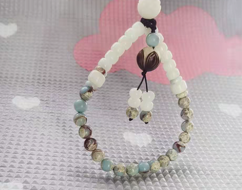 转卖国风创意寿山石手机链挂件菩提玉女短款手...