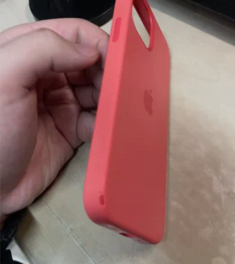 苹果原装正品粉橘色硅胶壳(瑕疵如图) ip...