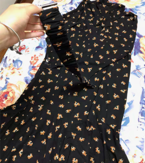 包邮雪纺长袖连衣裙 腰带收腰感兴趣的话点“...