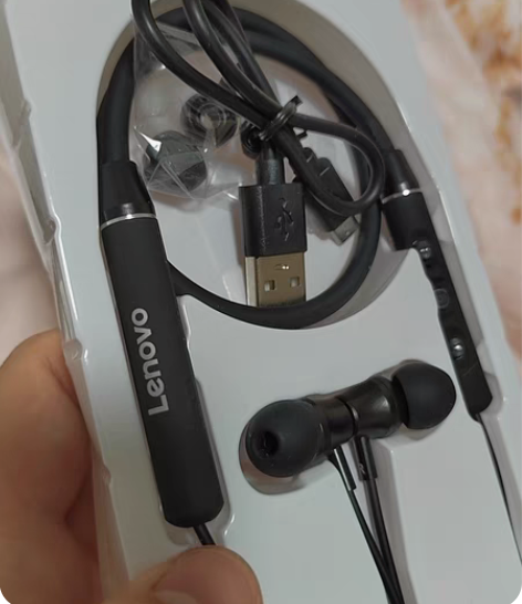 联想蓝牙耳机 HE05 入耳式，拆包装测试...