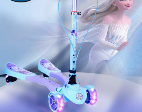 转卖迪士尼蛙式儿童滑板车双脚踏板剪刀车3-...