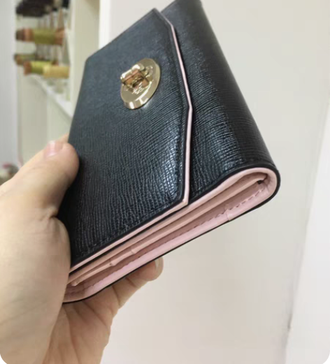 包邮真皮钱包女士长款手包黑色全新特价包邮 ...