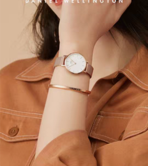 包邮丹尼尔惠灵顿手表，带手镯，玫瑰金色，不...