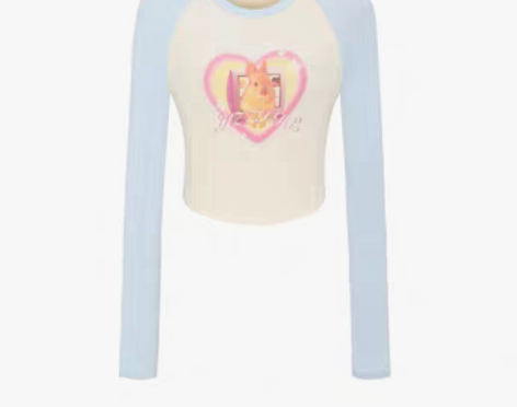 转卖YZZIZ HE美式复古兔子印花长袖弹...