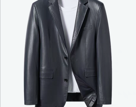 转卖绵羊皮男士西装外套修身帅气真皮夹克海宁...