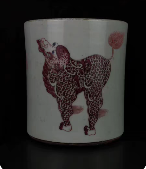 旧藏  麒麟笔筒，全品完整无破损，实拍如图...