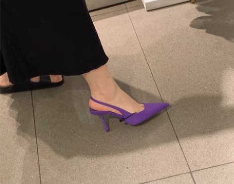 转卖高跟鞋女配裙子2021年新款法式紫色露...