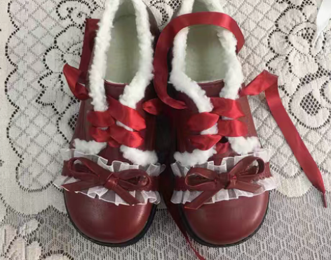 转卖【棉花糖】原创LOLITA小皮鞋蕾丝花...